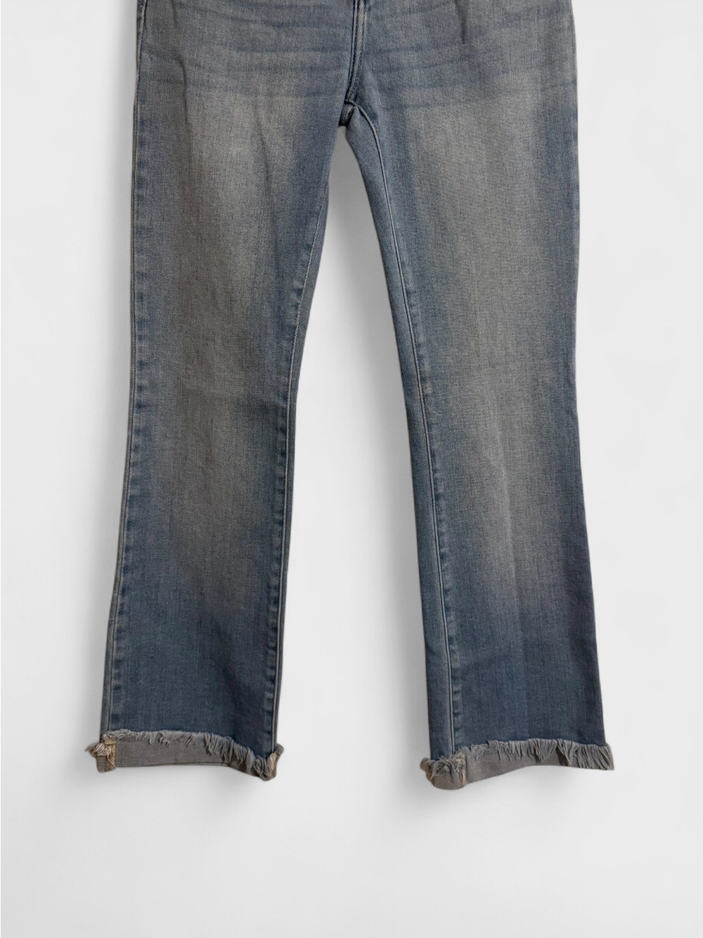 KanCan Faded Light Blue Flare Jeans with Frayed Hem - Picture 3 of 7